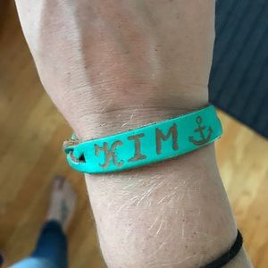 kim anchor bracelet leather light green gift friendship her nautical sea beach